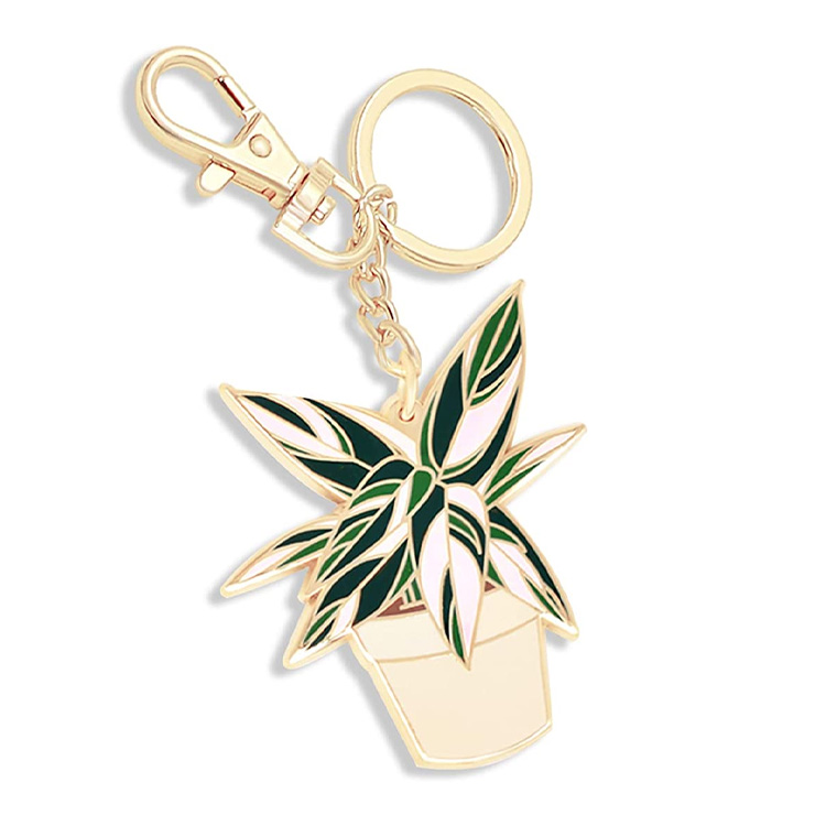 Custom Metal Enamel Cute Keychain Gold Key Chain Plant Lover Gifts Car Key Holder