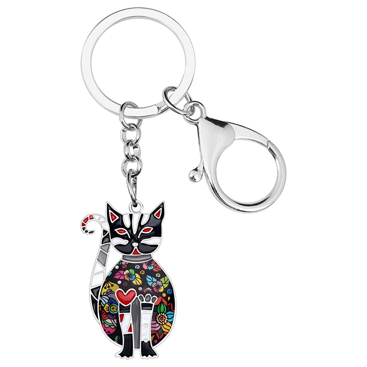 Custom Enamel Alloy Chain Cat Key Chains For Women