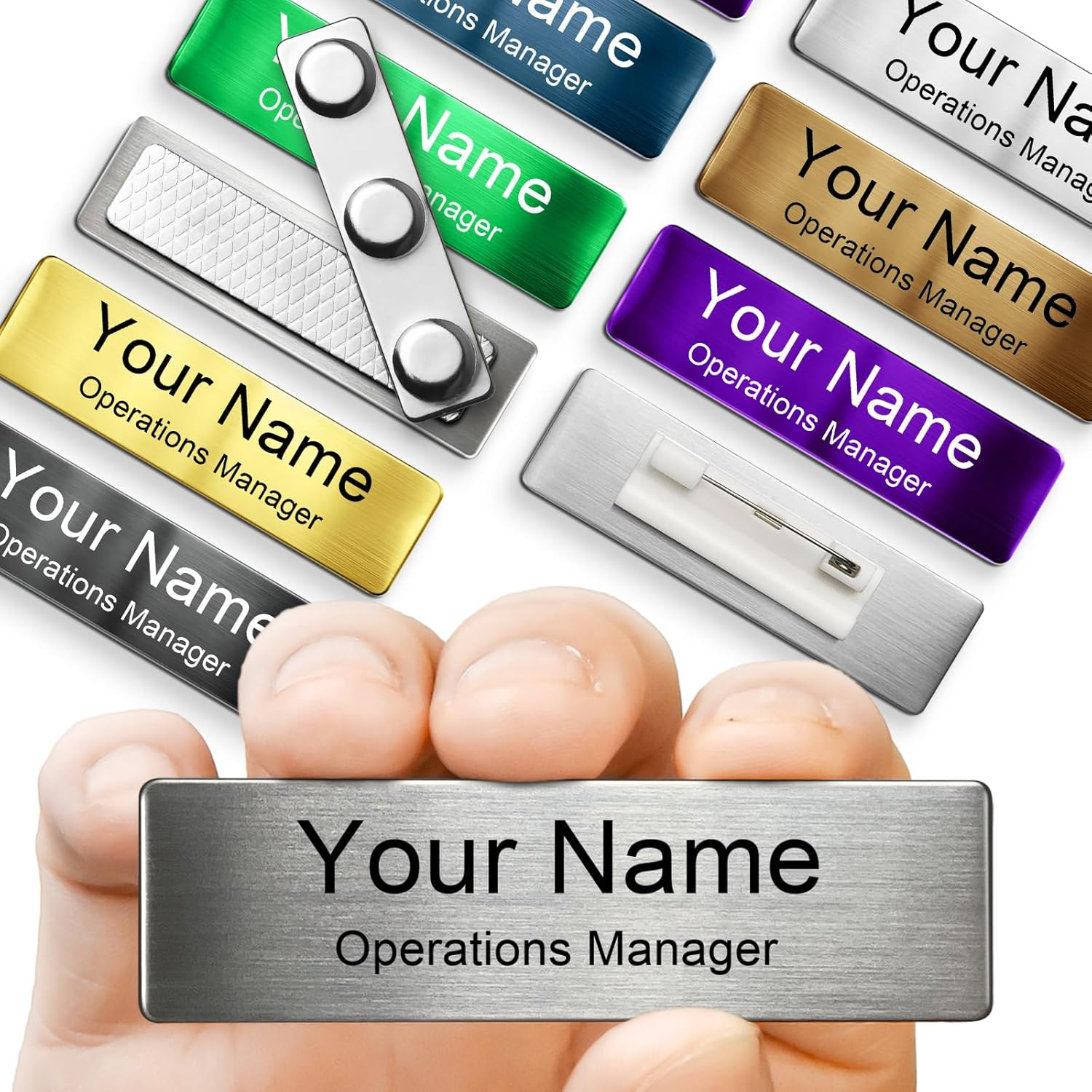 Custom laser-engraved Logo office nameplate badges Employee name tag