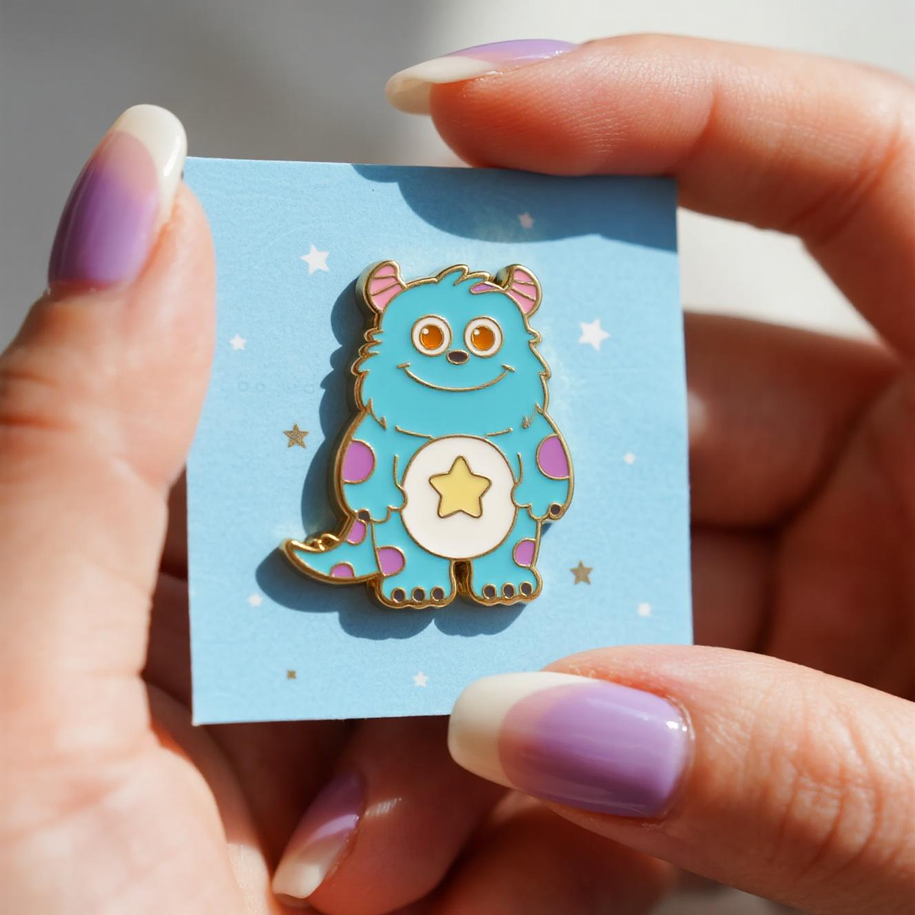 Customized cartoon dinosaur monster enamel pin