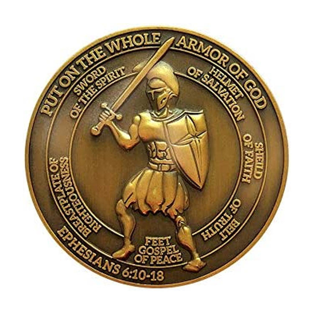 Custom Antique Gold Plated Christian Challenge Coin