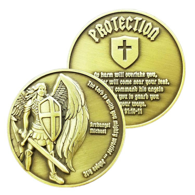 Custom Antique Gold Plated Challenge Protection Coin