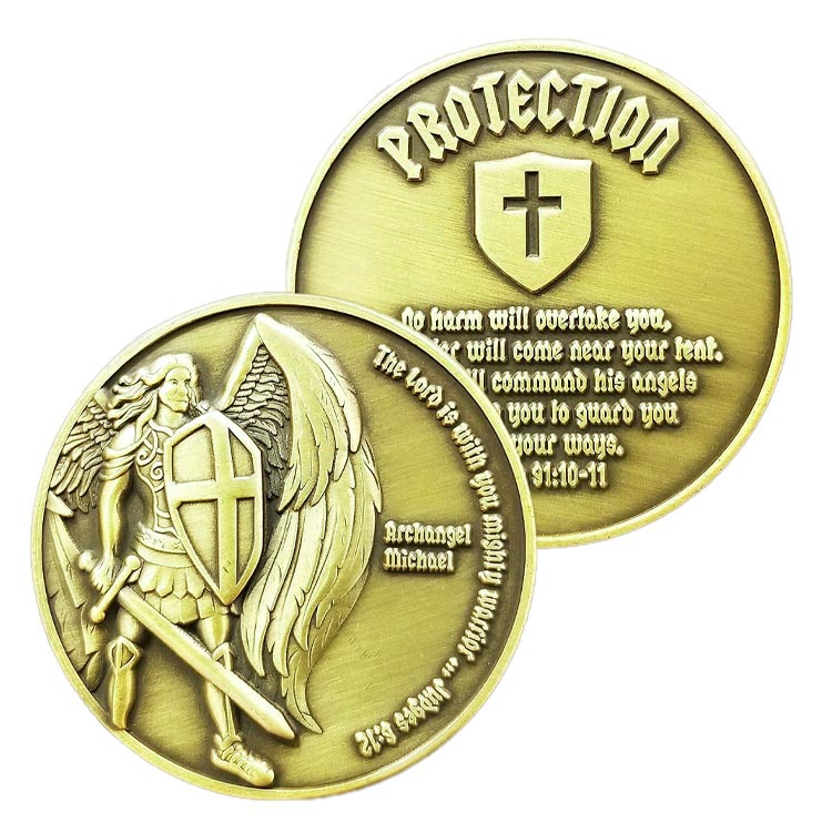 Custom Antique Gold Plated Challenge Protection Coin