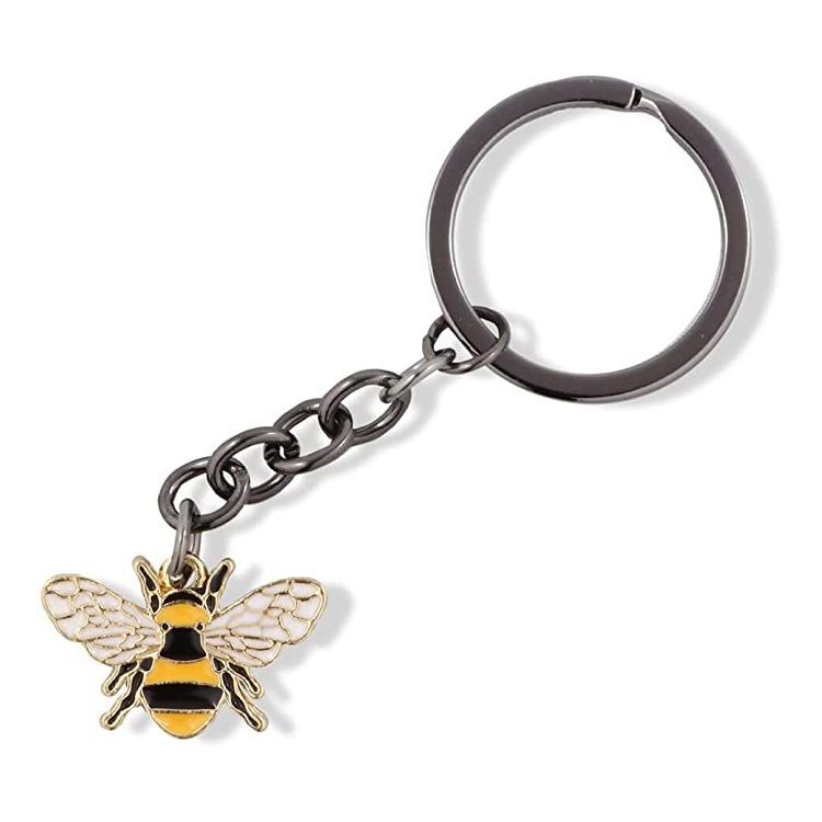 Cusotm Women's Metal Keychain Bee Happy Keyring Keychain Gift