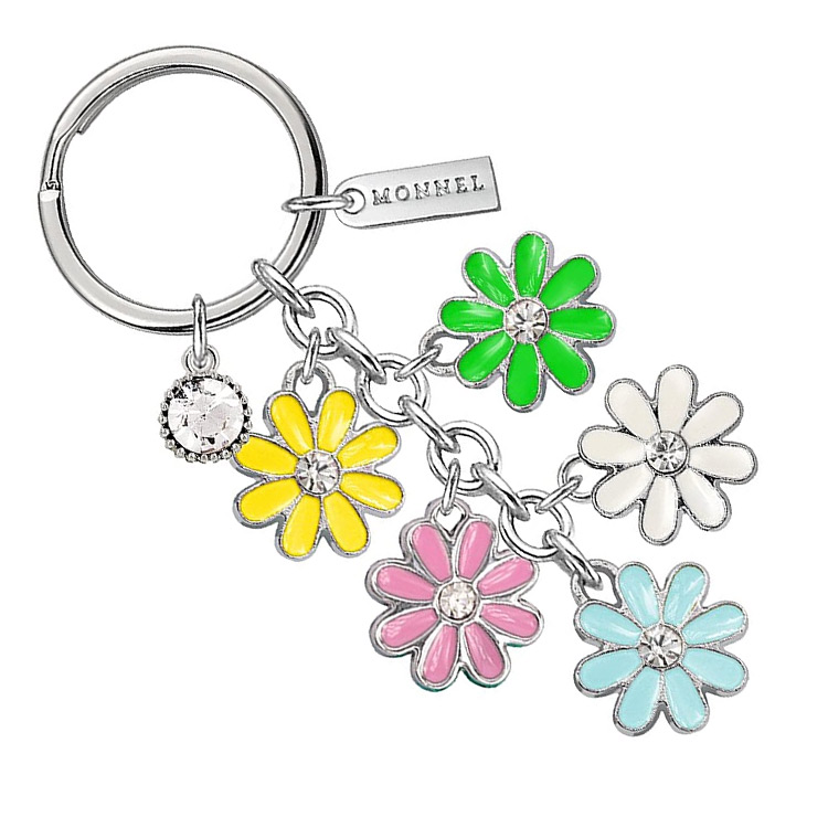 Custom Women's Flower Bag Charms Enameled Keychain Purse Accessories