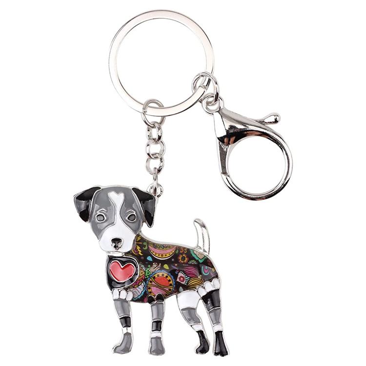 Custom Cute Enamel Dog Keychain Keyring Pets Dog Keyrings for Women