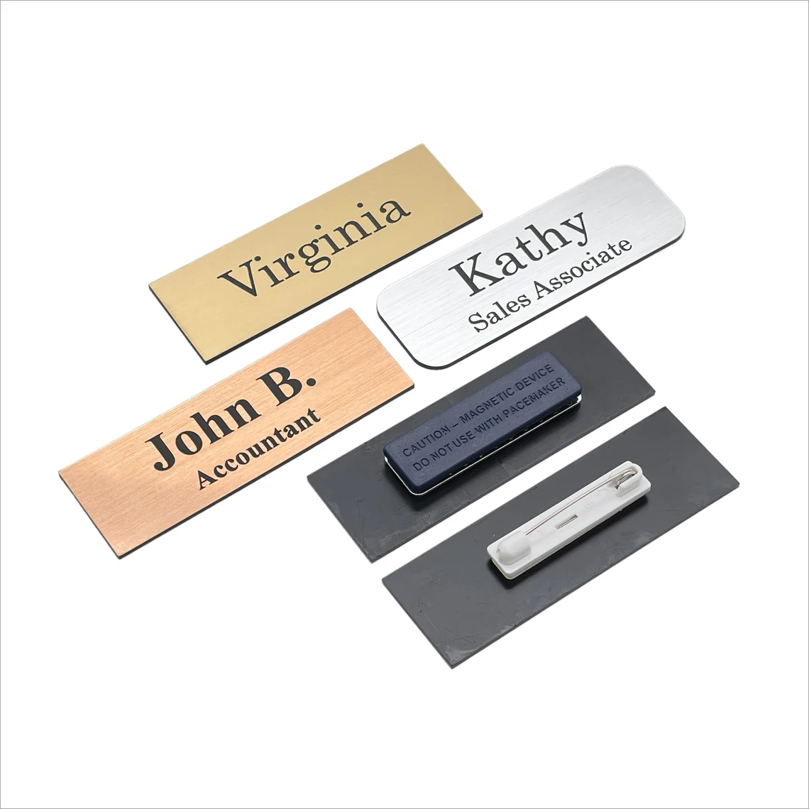 Customizable Employee Name Badges with Materials And Logos Are Used As Hotel And Waiter Labels.