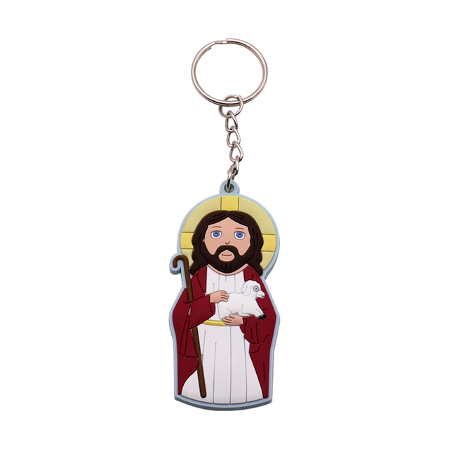 Custom Pattern Jesus 3D Commemorative Car PVC Keychain