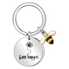 Cusotm Women's Metal Keychain Bee Happy Keyring Keychain Gift