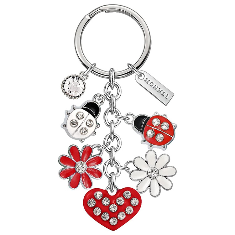 Custom Women's Flower Bag Charms Enameled Keychain Purse Accessories