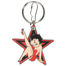 Custom Betty Boop Star Enamel Key Chain Red and Black Keychain Ring