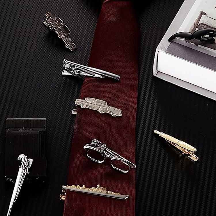 Silver Gold Black Grey Tie Clip Cufflink