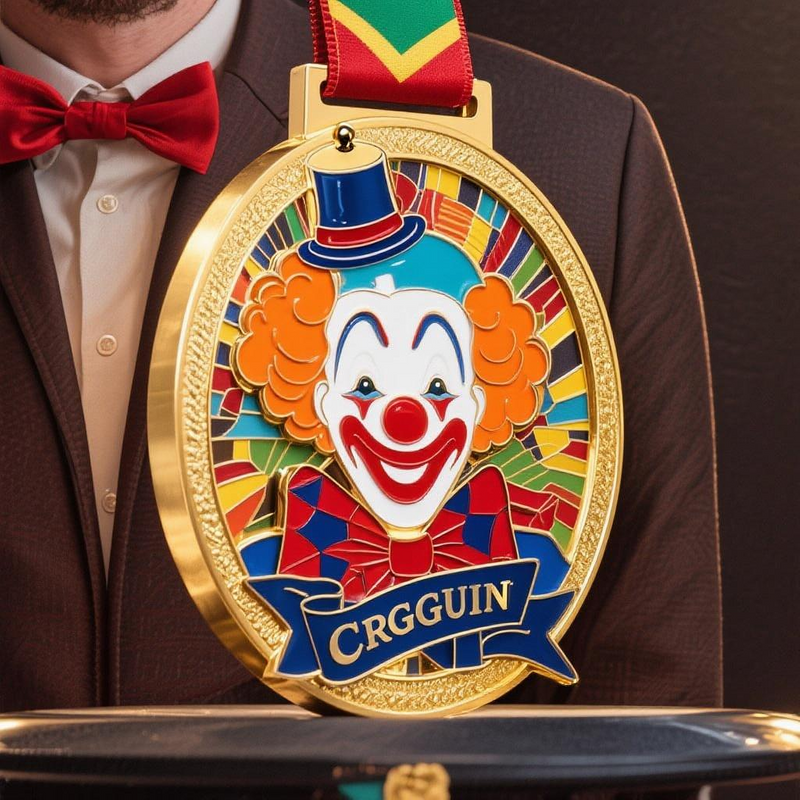 Customized Gold-plated Carnival Clown Logo Medal