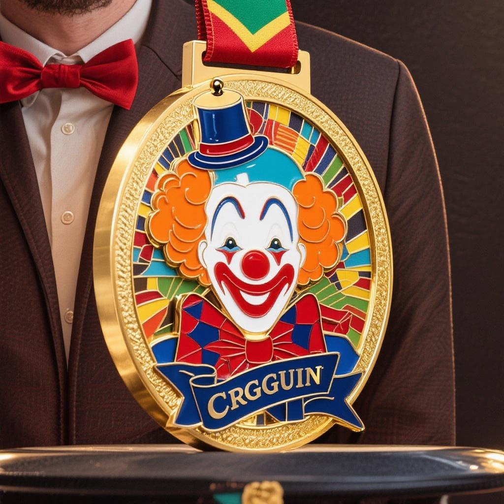 Customized Gold-plated Carnival Clown Logo Medal