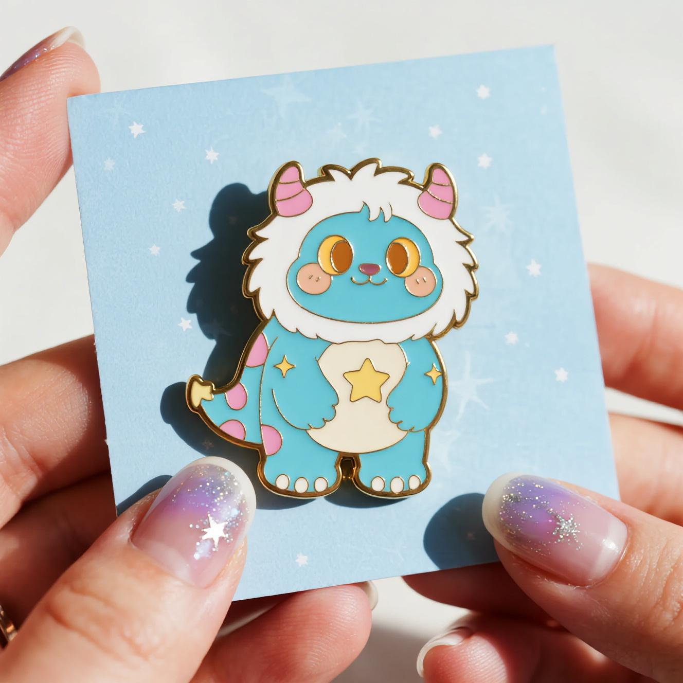 Customized cartoon dinosaur monster enamel pin