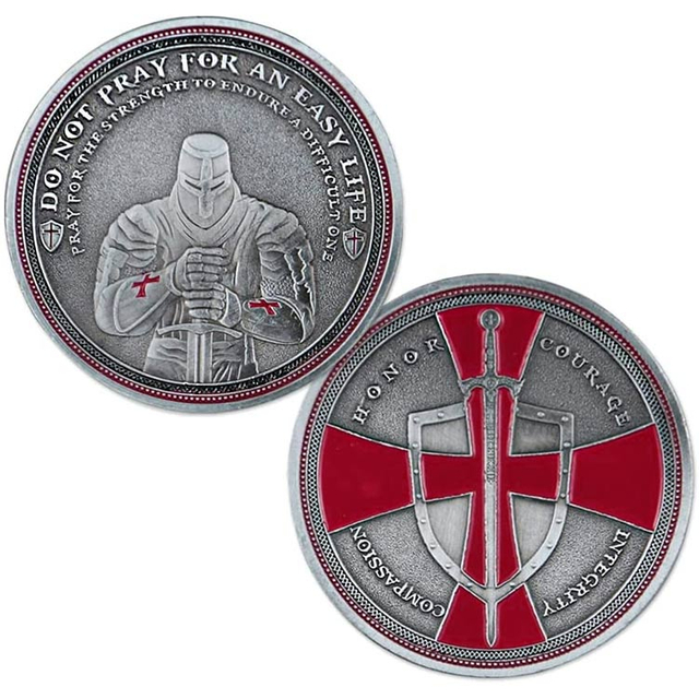 Custom Knight Templar Red Cross Challenge Coin