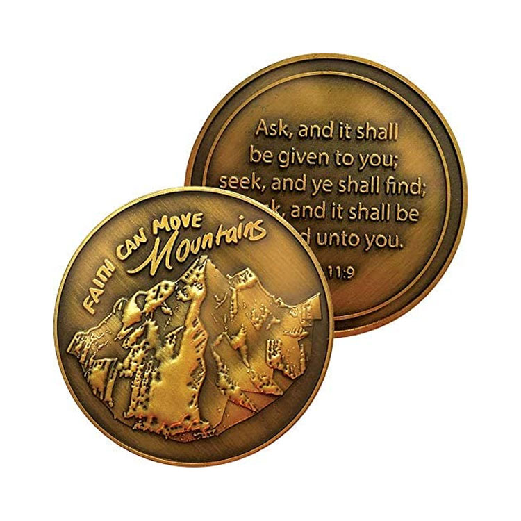 Custom Antique Gold Plated Christian Challenge Coin