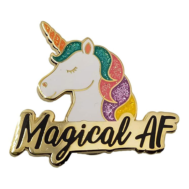 Custom Unicorn Glitter Rainbow Enamel Lapel Clothes Pin