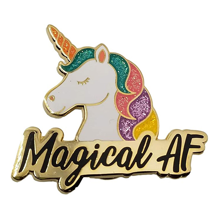 Custom Unicorn Glitter Rainbow Enamel Lapel Clothes Pin