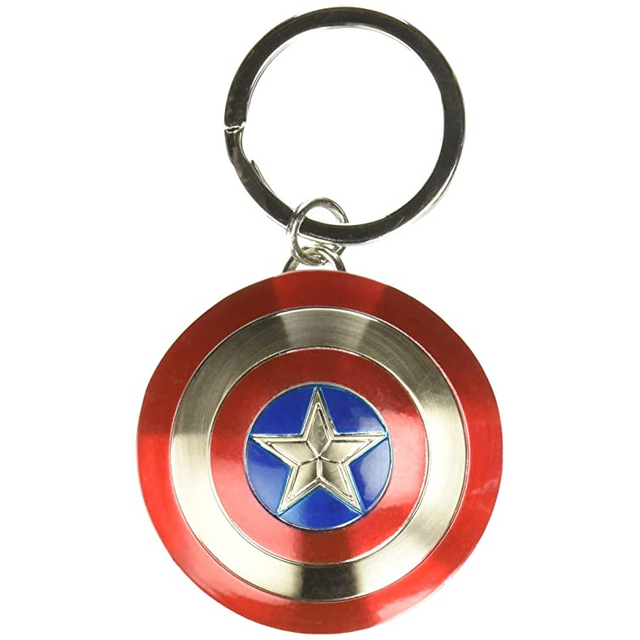 Cusotm Metal Marvel Keychain Captain America Shield Pewter Key Ring