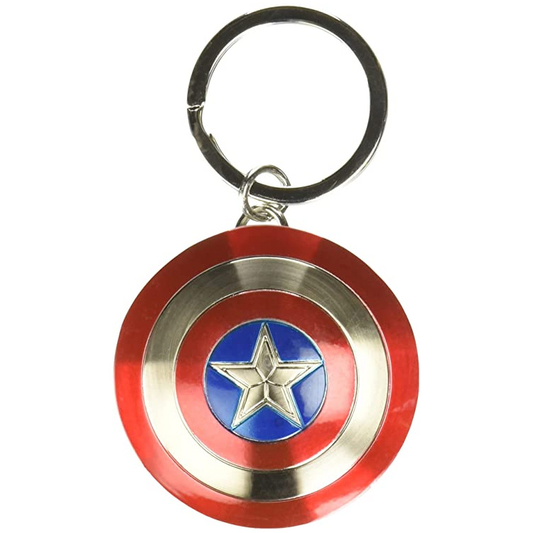 Cusotm Metal Marvel Keychain Captain America Shield Pewter Key Ring