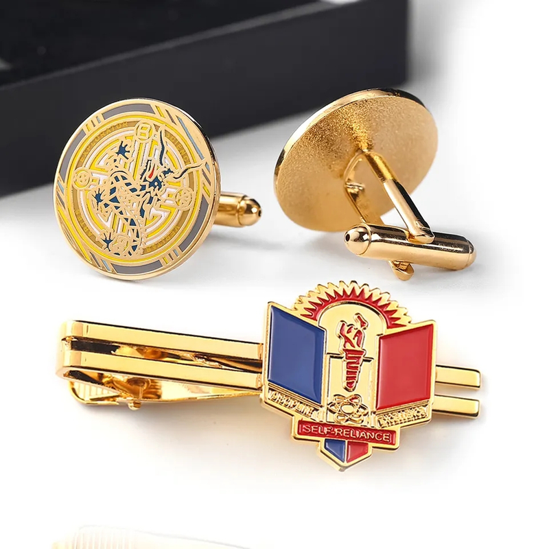 New Style Metal Logo Soft & Hard Enamel Tie Clip Cufflink