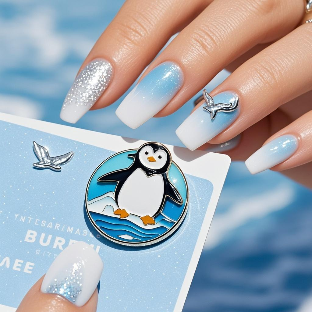 Aangepaste cartoon Penguin surfen Sportbadge