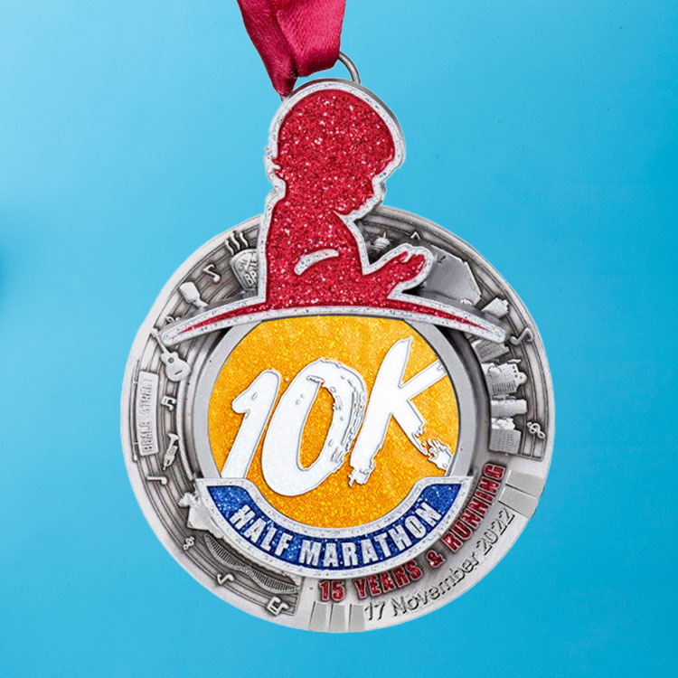 Silver-plated Metal Marathon 10k Running Commemorative Medal