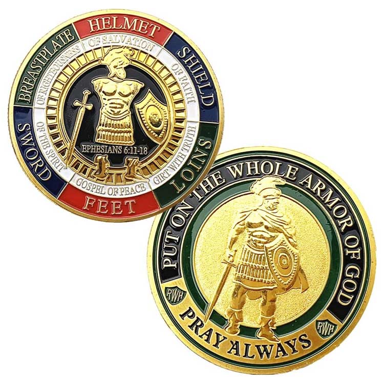 Custom Antique Gold Plated Challenge Protection Coin