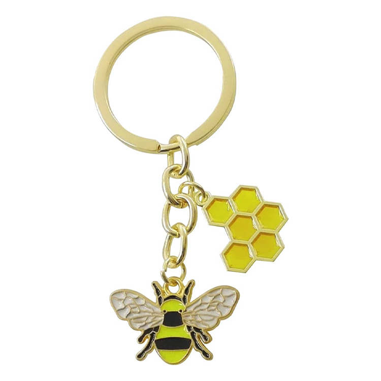 Cusotm Women's Metal Keychain Bee Happy Keyring Keychain Gift