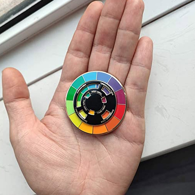 Custom Creative Color Wheel Enamel Pin Spinner Metal Brooch Lapel Pins