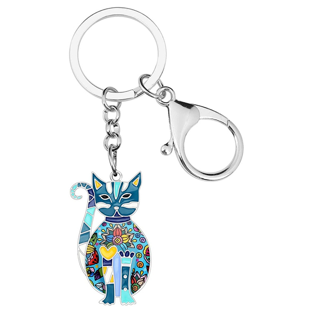 Custom Enamel Alloy Chain Cat Key Chains For Women