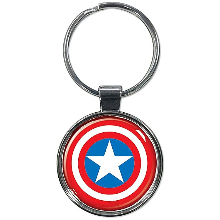 Cusotm Metal Marvel Keychain Captain America Shield Pewter Key Ring