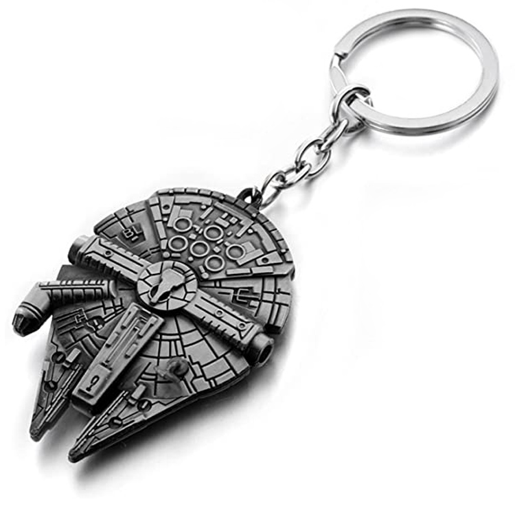 Cusotm Metal Silver Star Wars Millennium Falcon Keychain Bad Batch Hunter Helmet Key Ring