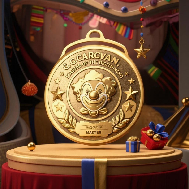 Gold-plated 3D Clown Commemorative Trophy for Carnival Celebration