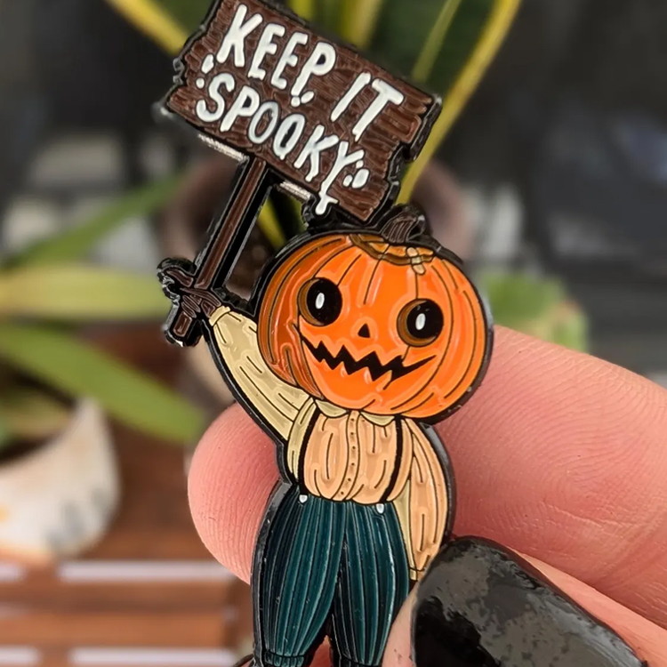 Aangepaste pompoenkop Halloween -badge