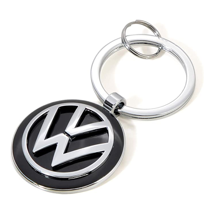 Custom Volkswagen Metal Key Chain Keyring Silver VW Logo