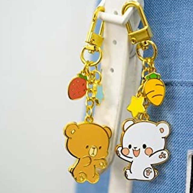 Custom Cute Milk Mocha Bear Metal Enamel Keychain