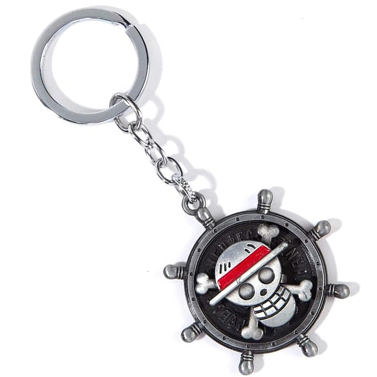 Custom Skull Luffy 3D Bronze Metal Keychain Chain Key Ring Tag Fob Chain