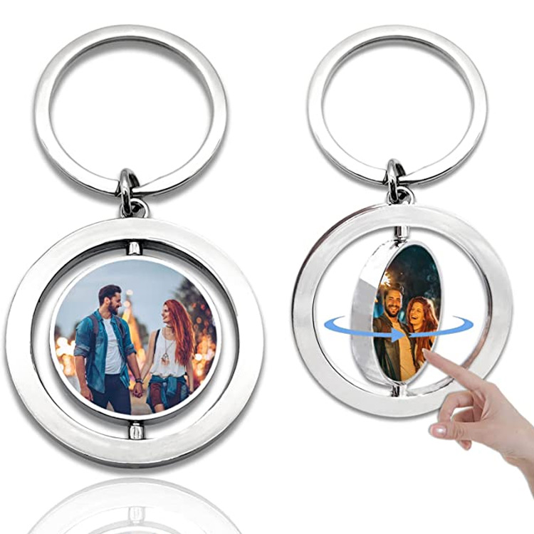 Custom Keychain with Picture Turnable Double Sided Colorful Photo Key chains