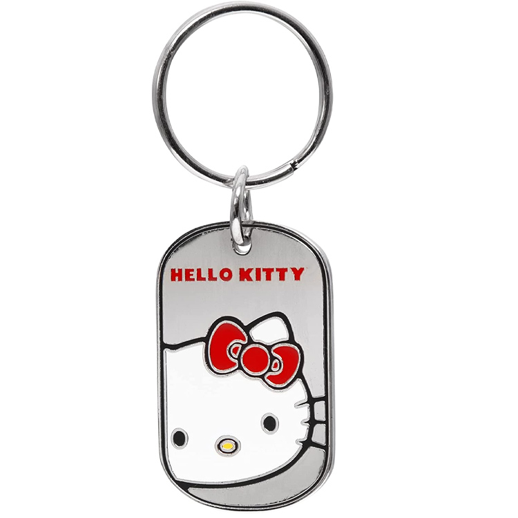 Custom Hello Kitty Head Pewter Key Ring Keychain