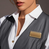 Customizable Employee Name Badges with Materials And Logos Are Used As Hotel And Waiter Labels.