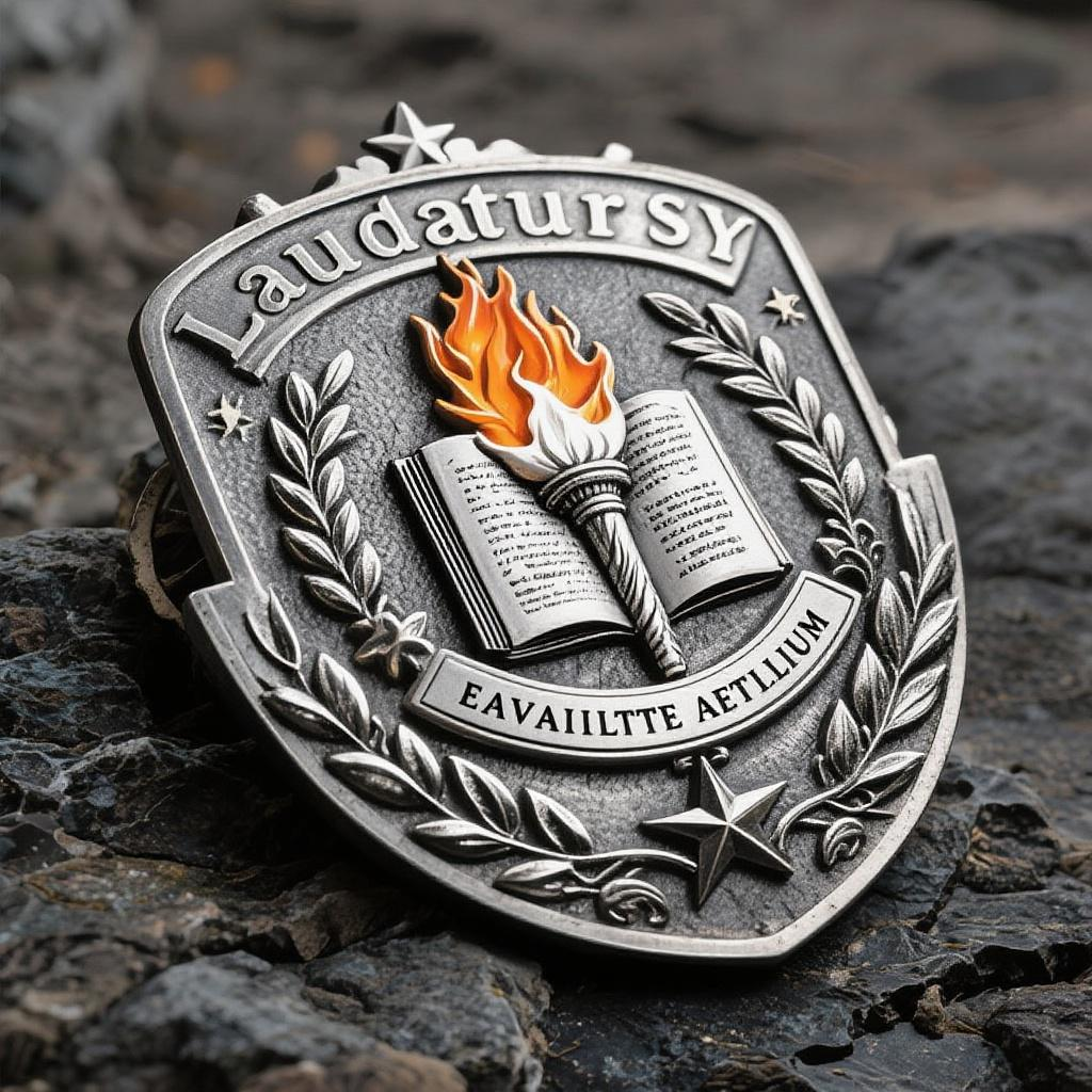 Customized School Emblem Silver-plated Commemorative Badge