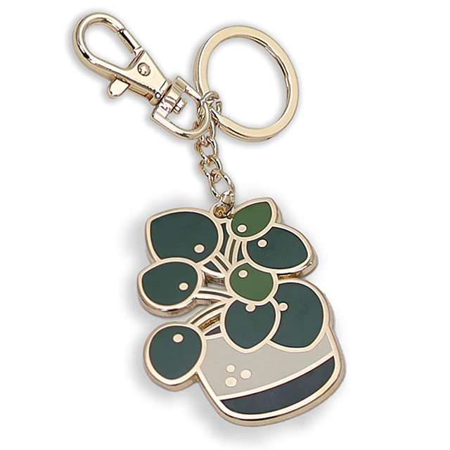 Custom Metal Enamel Cute Keychain Gold Key Chain Plant Lover Gifts Car Key Holder