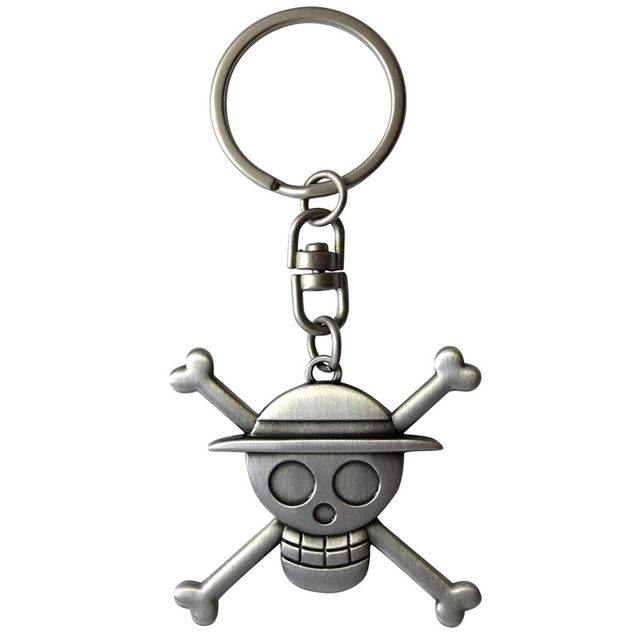 Custom Skull Luffy 3D Bronze Metal Keychain Chain Key Ring Tag Fob Chain