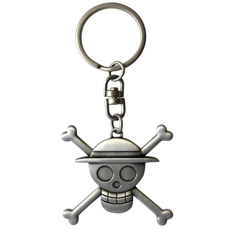 Custom Skull Luffy 3D Bronze Metal Keychain Chain Key Ring Tag Fob Chain