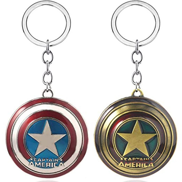 Cusotm Metal Marvel Keychain Captain America Shield Pewter Key Ring