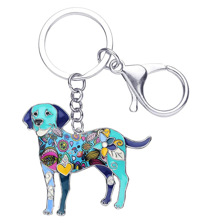 Custom Cute Enamel Dog Keychain Keyring Pets Dog Keyrings for Women