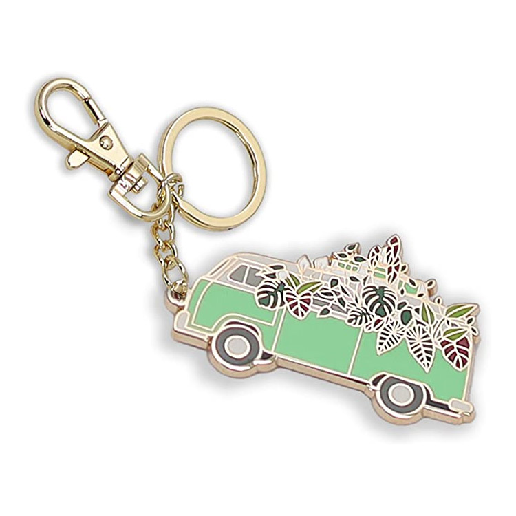 Custom Metal Enamel Cute Keychain Gold Key Chain Plant Lover Gifts Car Key Holder