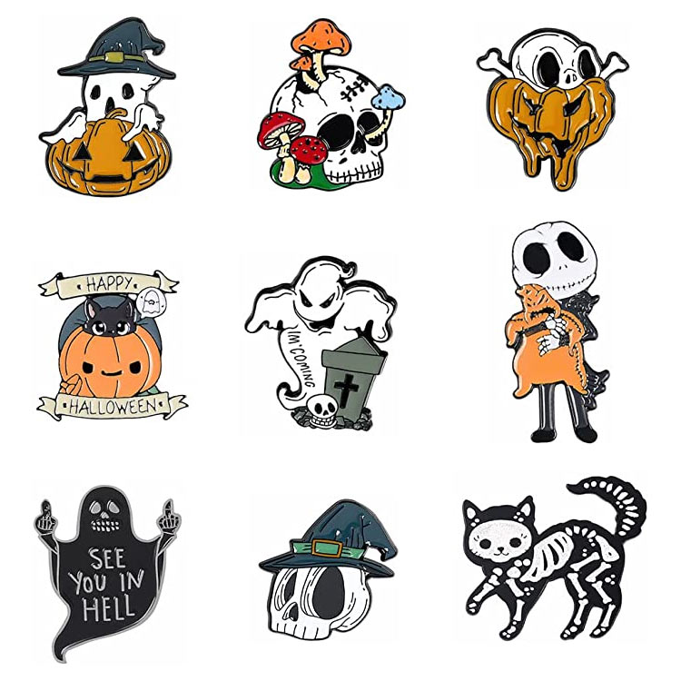 Custom Zinc Alloy Safety Pin Halloween Autumn Enamel Lapel Pin